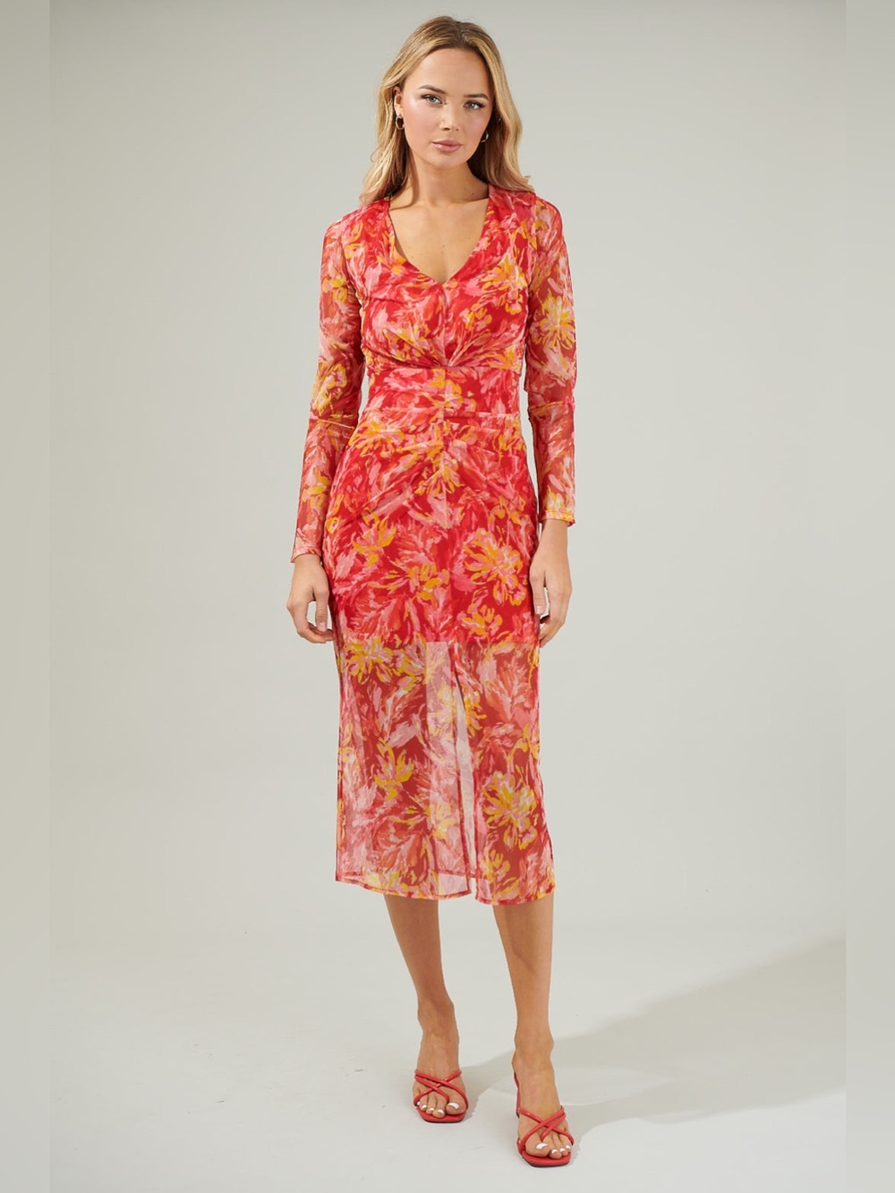 NWT Sugarlips Elmira Floral Mesh Midi Dress